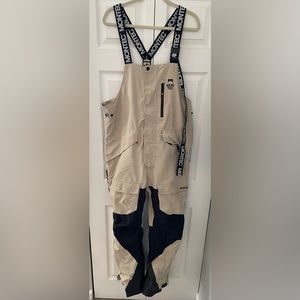MONTEC Men’s Fawk Ski/Snowboard Bib Pants (Large, Insulated) - Tan & Black